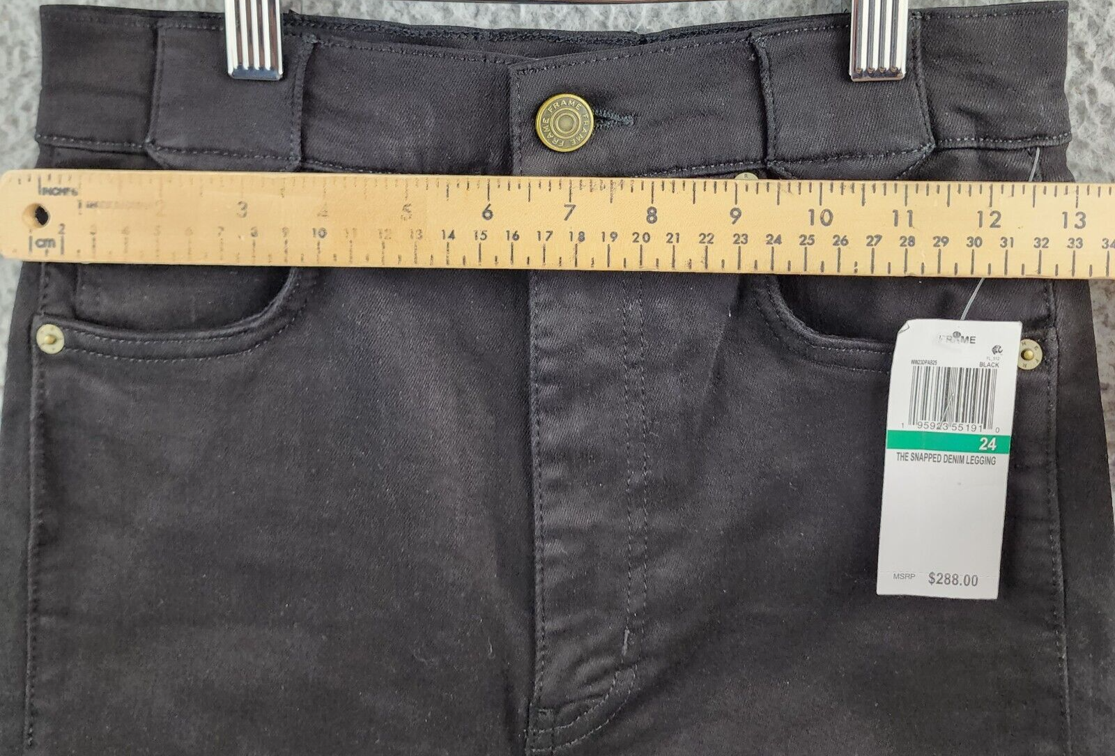 FRAME The Snapped High Rise Cropped Skinny Jeans Women's 24 Black Button Zip - Picture 6 of 14
