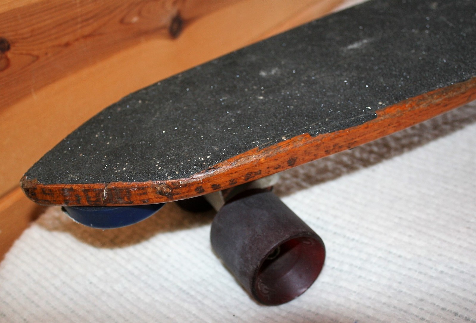 Vintage Solid Oak Skate Board Bennett Trucks 360 Skid Plate GT Wheels RARE