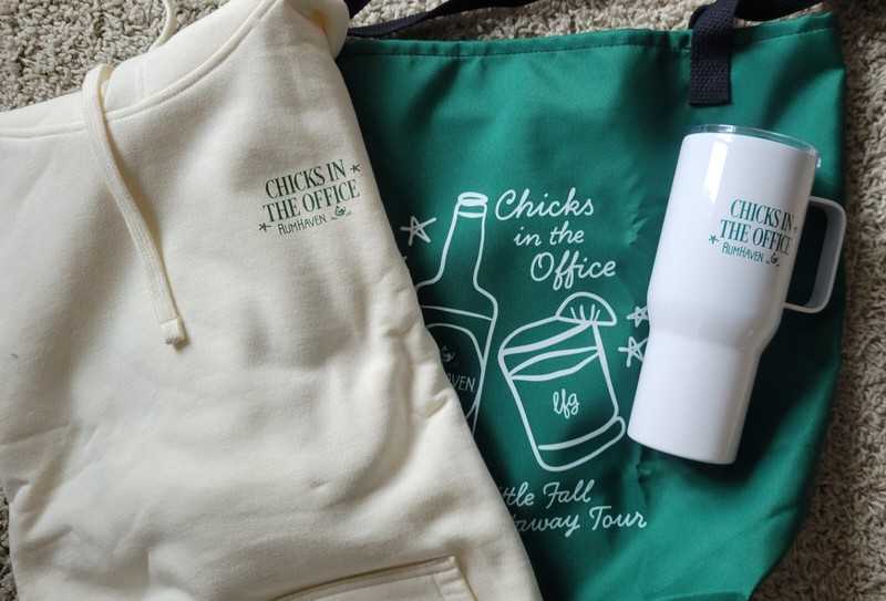 Chicks in the Office Barstool Sports sweatshirt, tumbler, tote fall