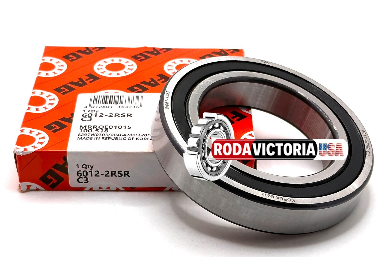 FAG 6012 2RS C3 DEEP GROOVE BALL BEARING, RUBBER SEALED