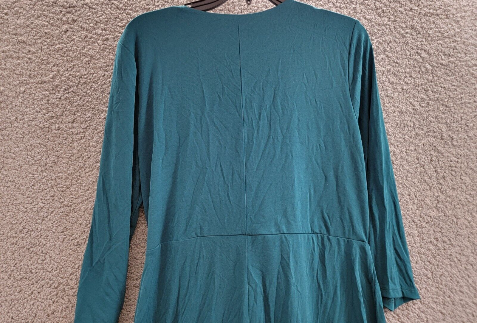 Charter Club Faux-Wrap Dress Women's L Deep Pine Surplice Neck 3/4 Sleeve - Picture 11 of 16
