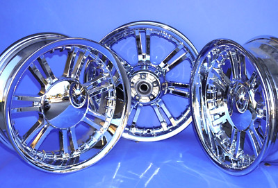 HARLEY TRI GLIDE TRIKE CHROME WHEELS WITH BABY MOON HUBCAPS 2009-2023  OUTRIGHT