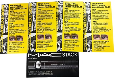 LOT of 5 Travel-Sized MAC Magic Extension & MACStack Mascara Black .10oz Each
