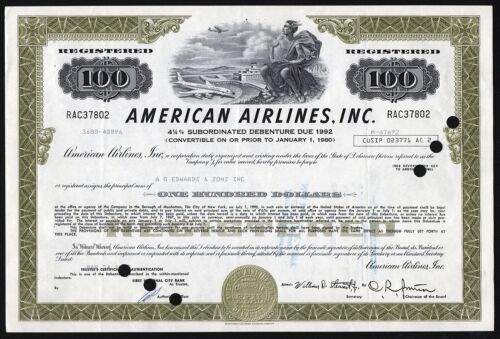 1973 American Airlines, Inc. - $100 Debenture