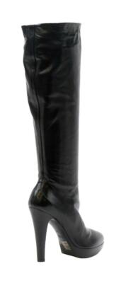 Pre-owned Lorenzo Masiero Nappa Leather Tall Boot In Black