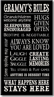 My Word! Grammy's Rules Decorative Sign, 8.5x16