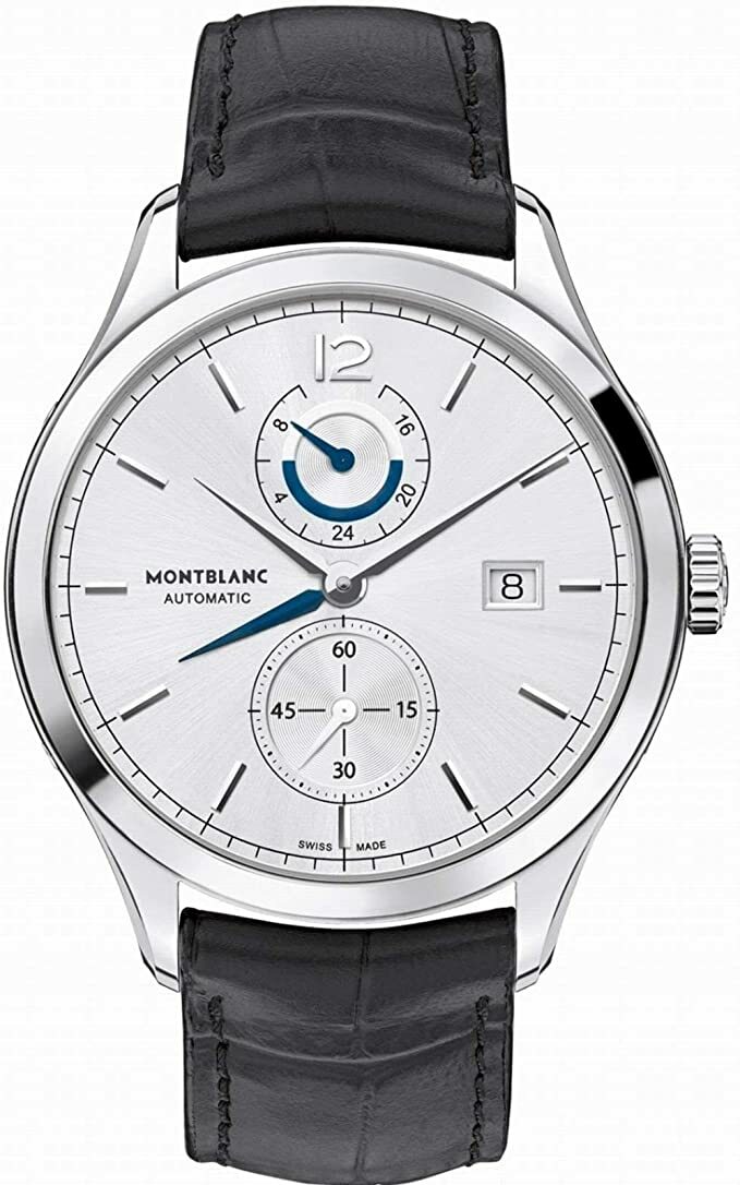 Pre-owned Montblanc Heritage Chronometer Dual Time Automatic Silver Dial Mens Watch 112540