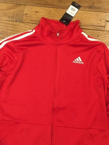 NWT Adidas Youth Full Zip Track Sports Jacket, Large (14/16) Red/White