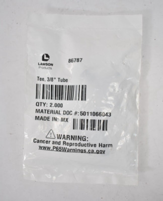 Lot of 2 Lawson Legris Push To Connect Tees Nylon 3/8'' x 3/8'' x3/8'' LF3000 86787
