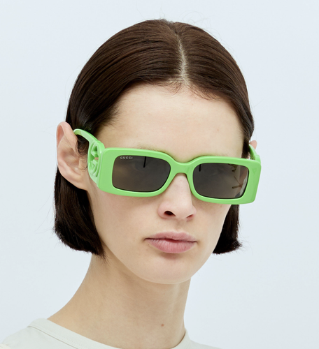 Pre-owned Gucci Gg1325s-009 Green Sunglasses