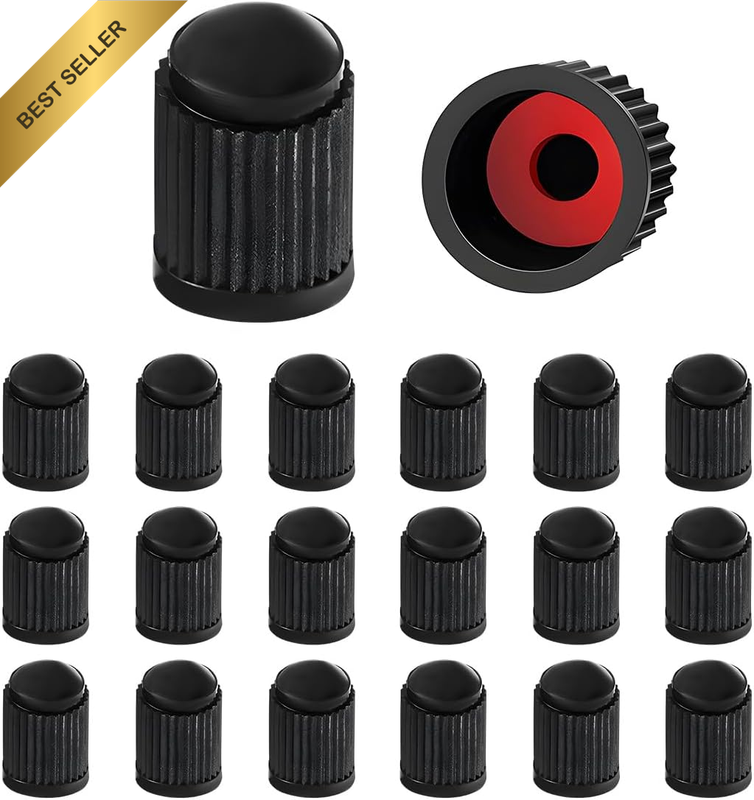 20 PCS Tyre Valve Dust Caps, Plastic Durable Valve Stem Caps with O Rubber Ring,