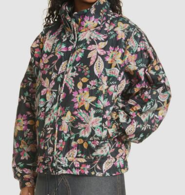 $671 Isabel Marant Etoile Women's Black Delores Floral Jacket Size FR 34/US 2