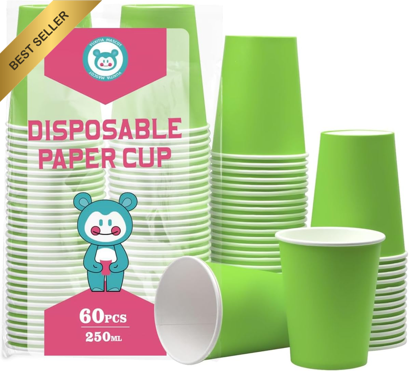 Disposable Paper Cups,60Pcs Paper Cups for DIY Wedding Party Picnic BBQ Travel a