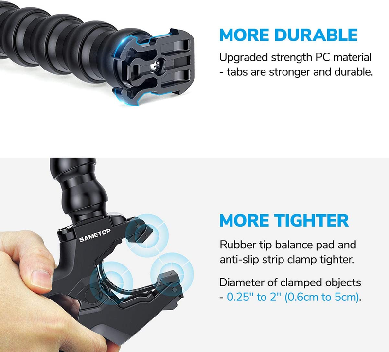 Jaws Flex Clamp Mount Gooseneck Clip Mount Compatible with GoPro Hero 13, 12, 11