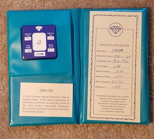 6 Gem Data Certificate Genuine Gemstones, 2 Zircon, 2 Onyx,Tiger Eye, Amethyst