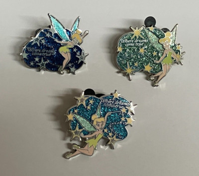 3 different WDW Disney Tinker Bell PIXIE DUST ''Where dreams come true'' Pins