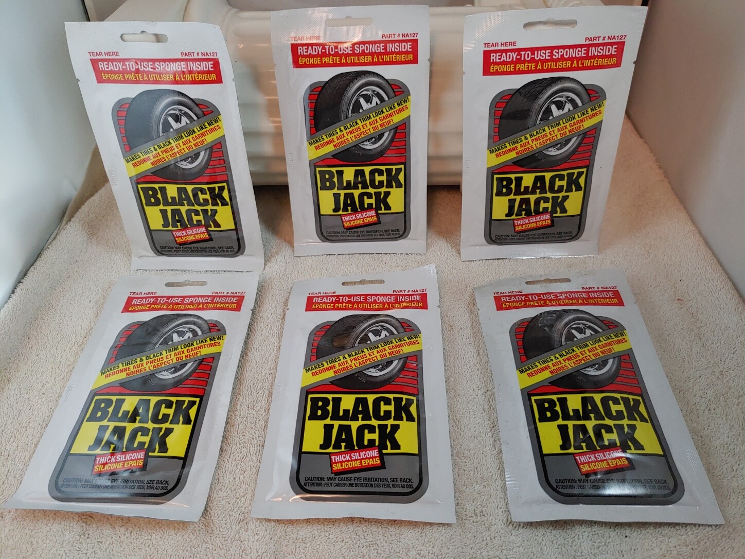 6 Packs Blue Magic NA127 Black Jack Tire Shine Towelette