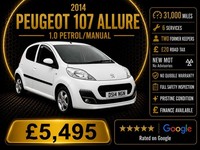 2014 Peugeot 107 1.0 Allure 5dr HATCHBACK Petrol Manual