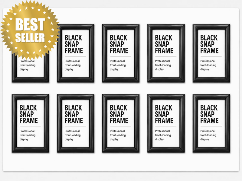 A4 Snap Frame Pack of 10 - Elegant Black Aluminium Clip Frame for Wall Display -