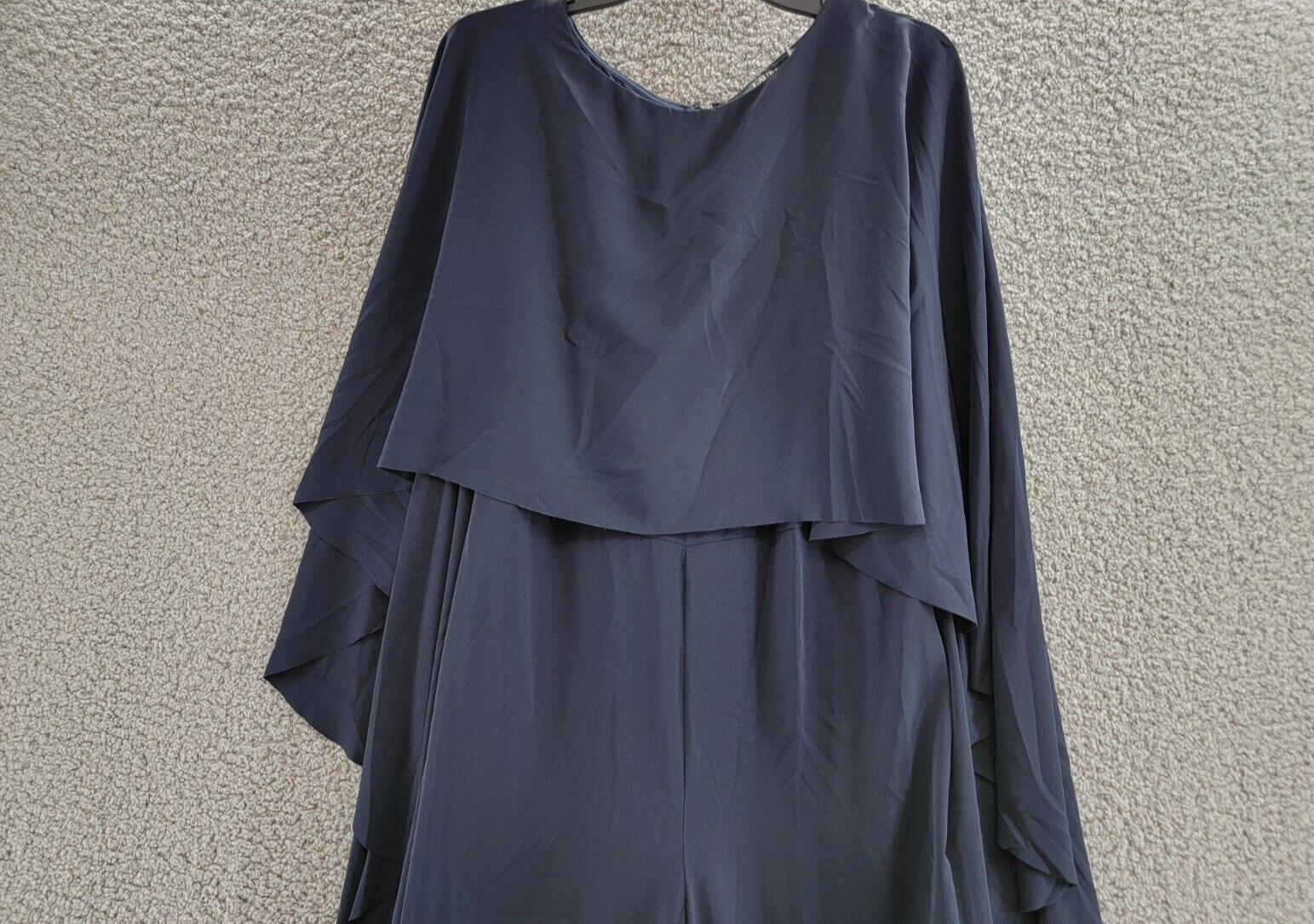 Lauren Ralph Lauren Georgette Cape Jumpsuit Women's 8 Navy Boat Neck Back Zip - Picture 3 of 18