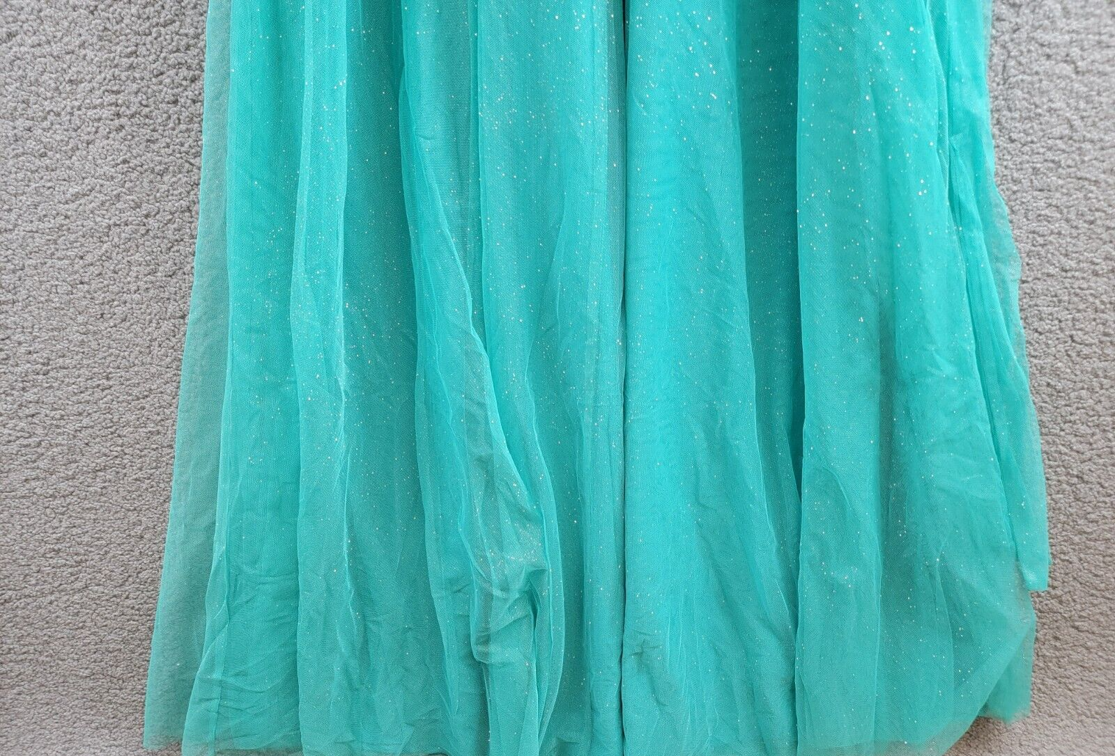 City Studio Jewel-Strap Glitter-Tulle Dress Juniors 9/10 Seafoam Belted Back Zip - Picture 12 of 16