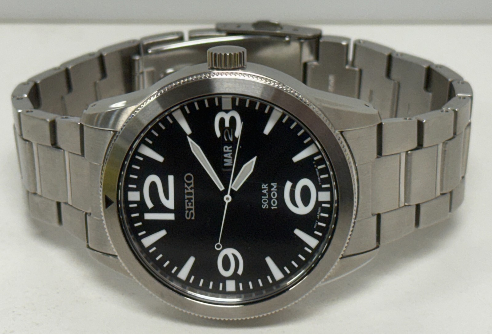 SEIKO セイコー SOLAR 100M V158-0AR0 ソーラー 腕時計 Seiko Solar Men V158-0AR0 Military Black blue Dial 43mm