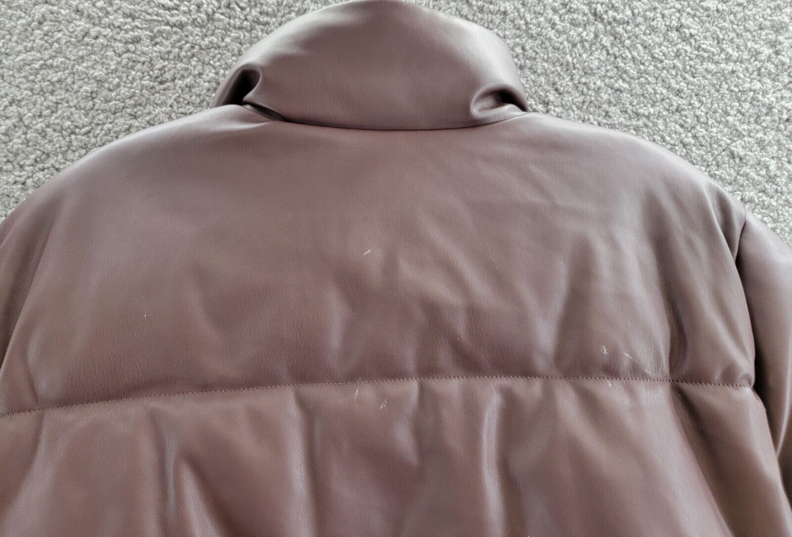 AQUA Faux Leather Puffer Jacket Women's XS Maroon Side Pockets Zip Closure L/S - Picture 13 of 16