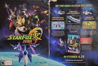 Star Fox Zero Nintendo Wii U Print Ad Artwork Poster Promo Wall Art Retro 