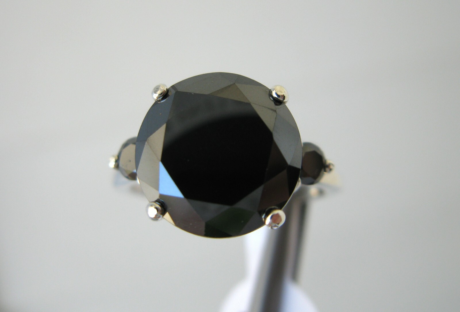 Pre-owned Real Black Diamonds Inc 3.20ctw Real Black Diamond Ring,3 Dia's,certificate,dia Tester,size 5,6,7,8,9,10