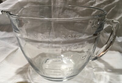 Vintage Anchor Hocking 8 cup 2 qt 2L measuring bowl cup microwave safe USA 13 88