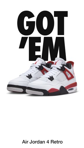シューズ(女性用) Nike Air Jordan 4 Retro \"Red Cement\" Nike Air Jordan 4 Retro Red Cement 408452-161 GS Size 7Y