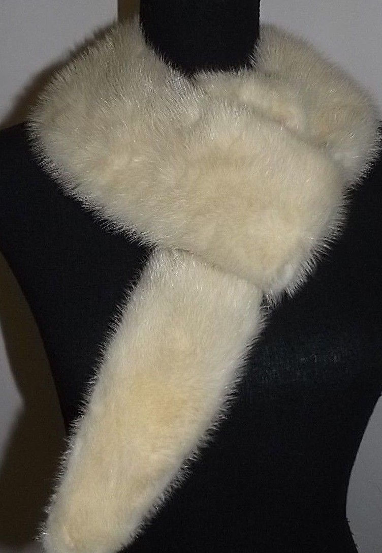 Genuine Mink  Fur Long Lining  Wrap  Stole  Collar.