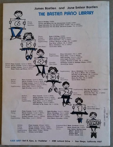 The Bastien Piano Library, Piano Solos Level 2. Copyright 1976