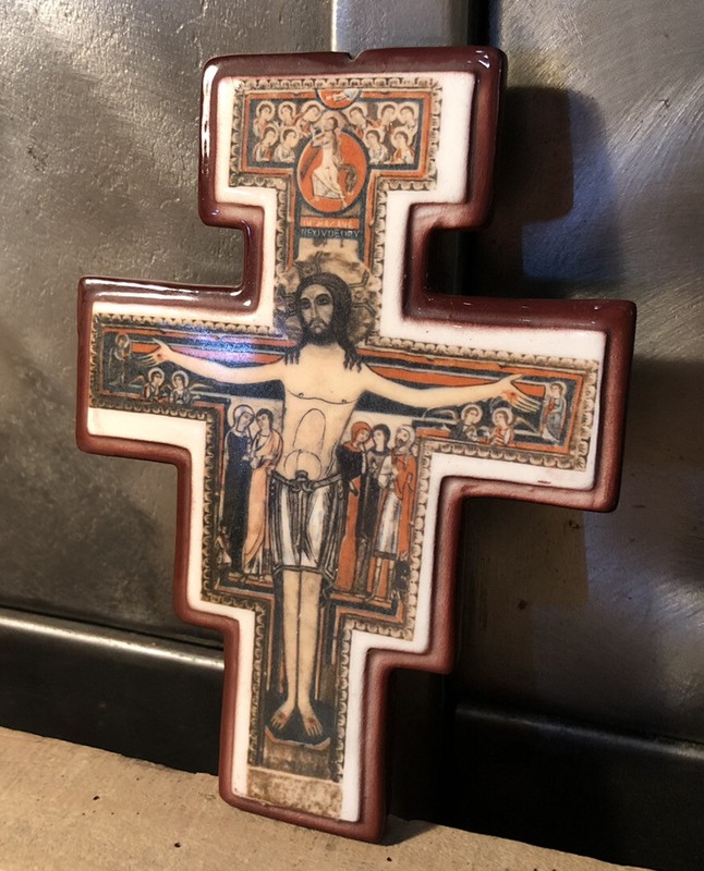 Crucifix CÃ©Ramique Crocifisso Che Parlo A San Francesco H 13,6 Cm