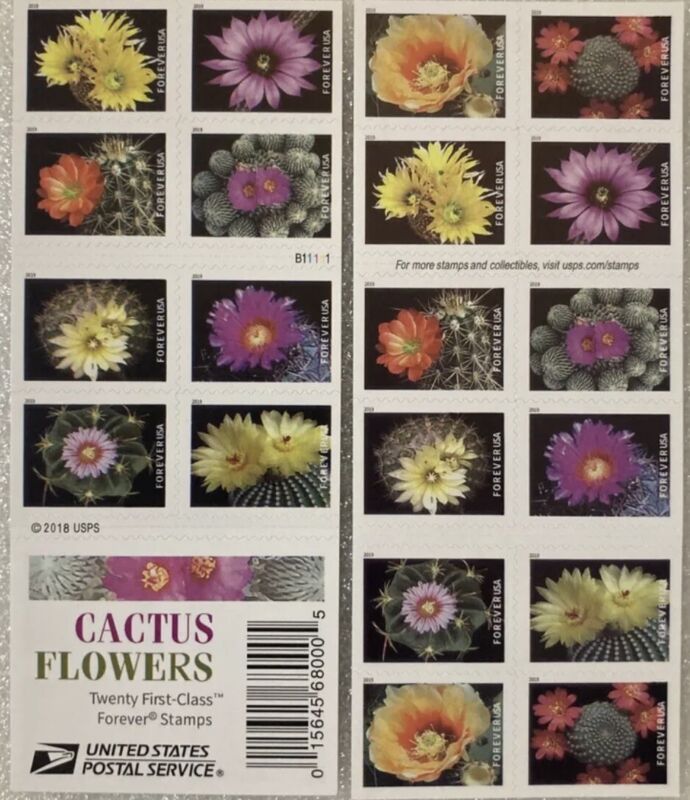 Booklet Of 20 Usps Cactus Flowers Forever Postage Stamps (Mnh) Floral Desert