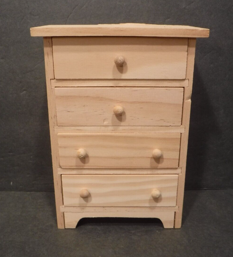 Doll House Wooden Standing Dresser Four Drawer Bedroom Dresser Clothes