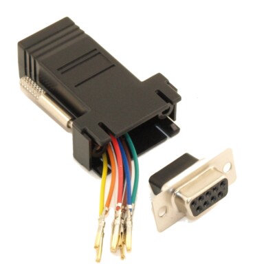 DB9-Female to RJ45 (8 wire) RS232 Modular Adapter  Black
