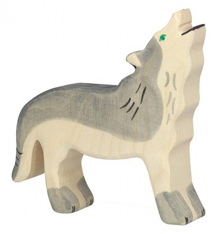 Holztiger 80109 Wolf, Heulend Holzfigur Bemalt