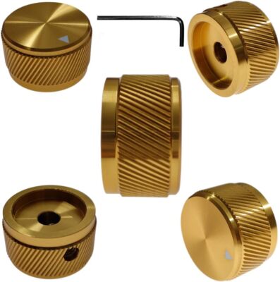 5 Pack Aluminum Rotary Electronic Control Potentiometer Knob,for 0.23'' Gold 