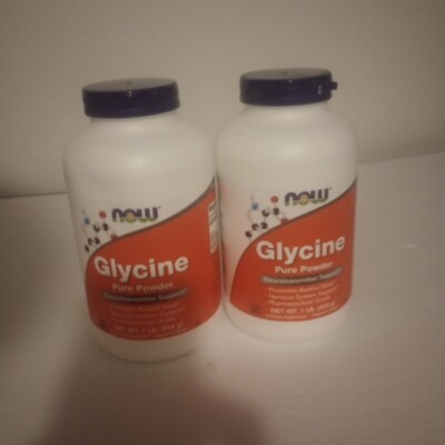 Now Foods Glycine Pure Powder Lot Of 2 1 lb 454 g GMP Quality Assured, Vegan, 