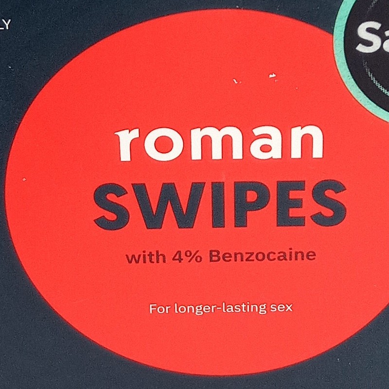 Roman Swipes 5pk Benzocaine 4% Wipes Men’s Desensitizer NIB EXP