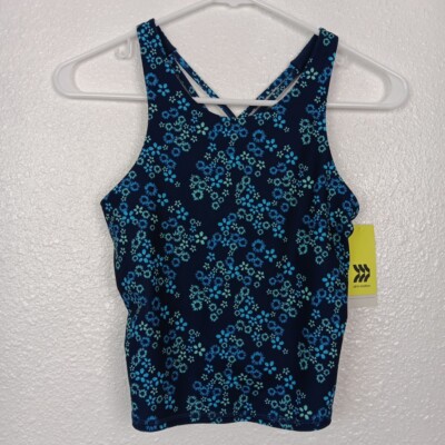 All In Motion Sport Bra Crop Tank Top Girls XL (14) Navy Blue UPF50+ Activewear