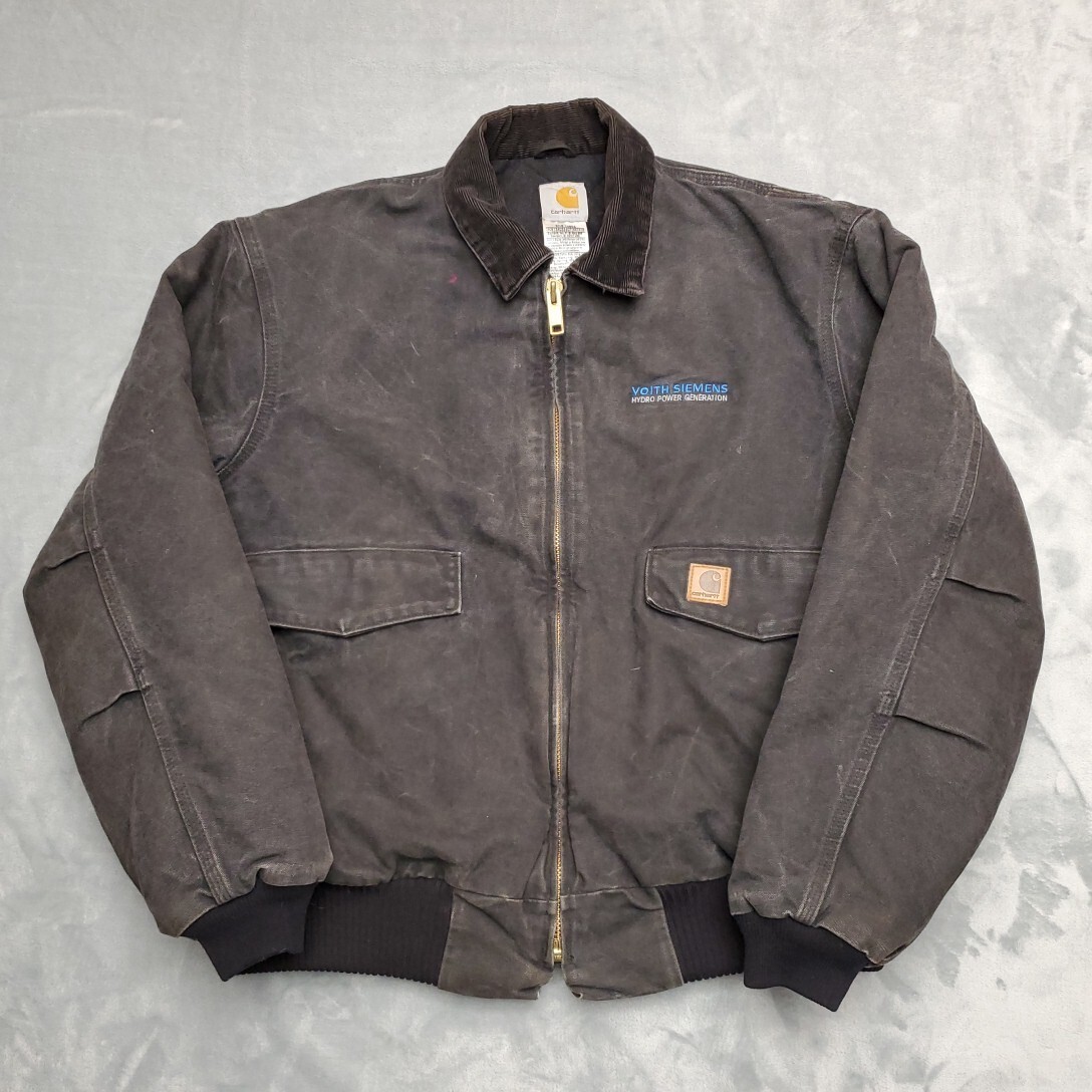 Carhartt Jacket Mens XL Black J165 BLK Quilt Lined Canvas