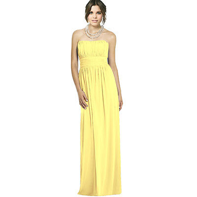 Strapless Chiffon Formal Cocktail Evening Ball Gown Bridesmaid Dress Yellow