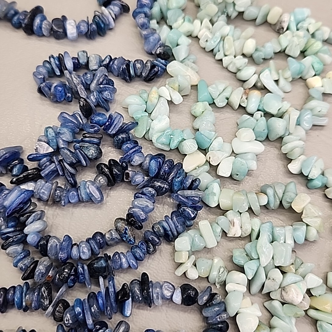 ◇Primaute◇ BLUE BEADS CRYSTAL NECKLACE Royal Blue Beaded Necklace for Women / AB Crackle Beads