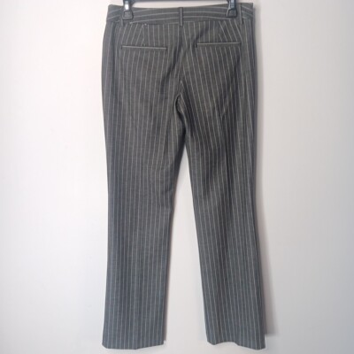 Express Editor Barely Boot Gray Pinstripe Pants 4 Low Rise Straight Stretch NEW