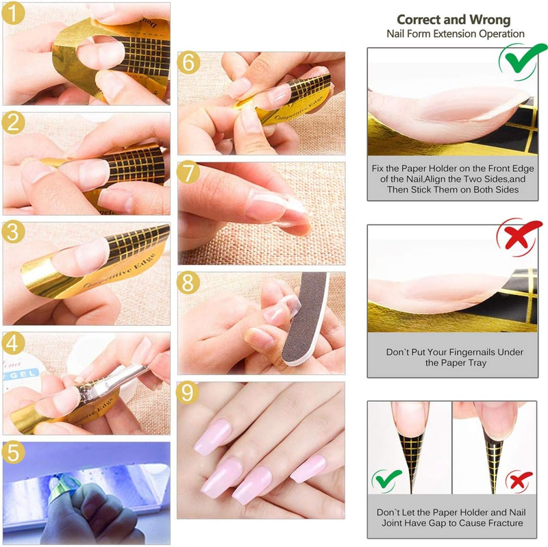 100 Pcs Nail Form Guide Sticker, Horseshoe-shaped Nail Art Acrylic Nail/UV GEL N