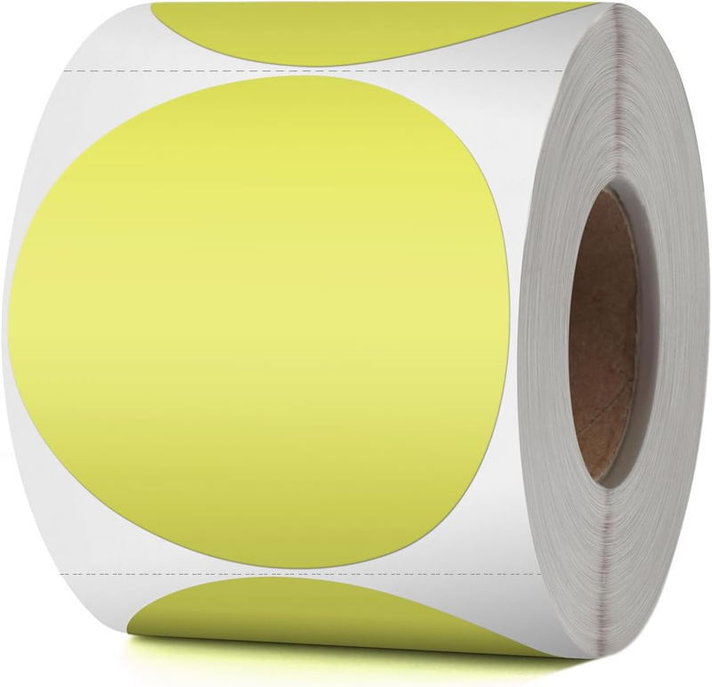 Yellow round Thermal Labels 3 Inches Circle Thermal Sticker Paper Self-Adhesive