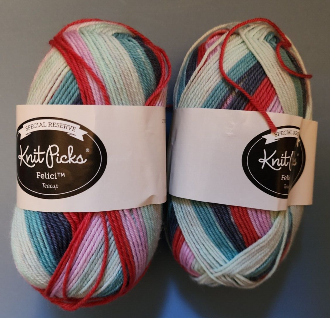 Knit Picks Felici self-striping sock yarn - NEW - Teacup x 2