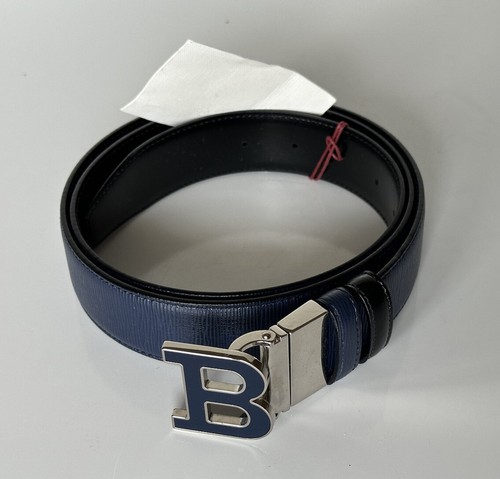 Pre-owned Bally $450  Men's Double Sided B Buckle Blue Belt 44/110 It 6221470